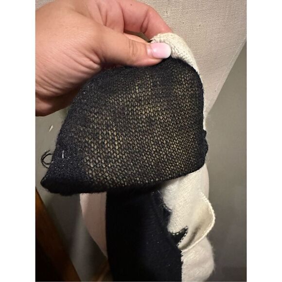 Vintage Women’s Black and White Midi Sweater Dress Shoulder Pads Size Small - Picture 6 of 10